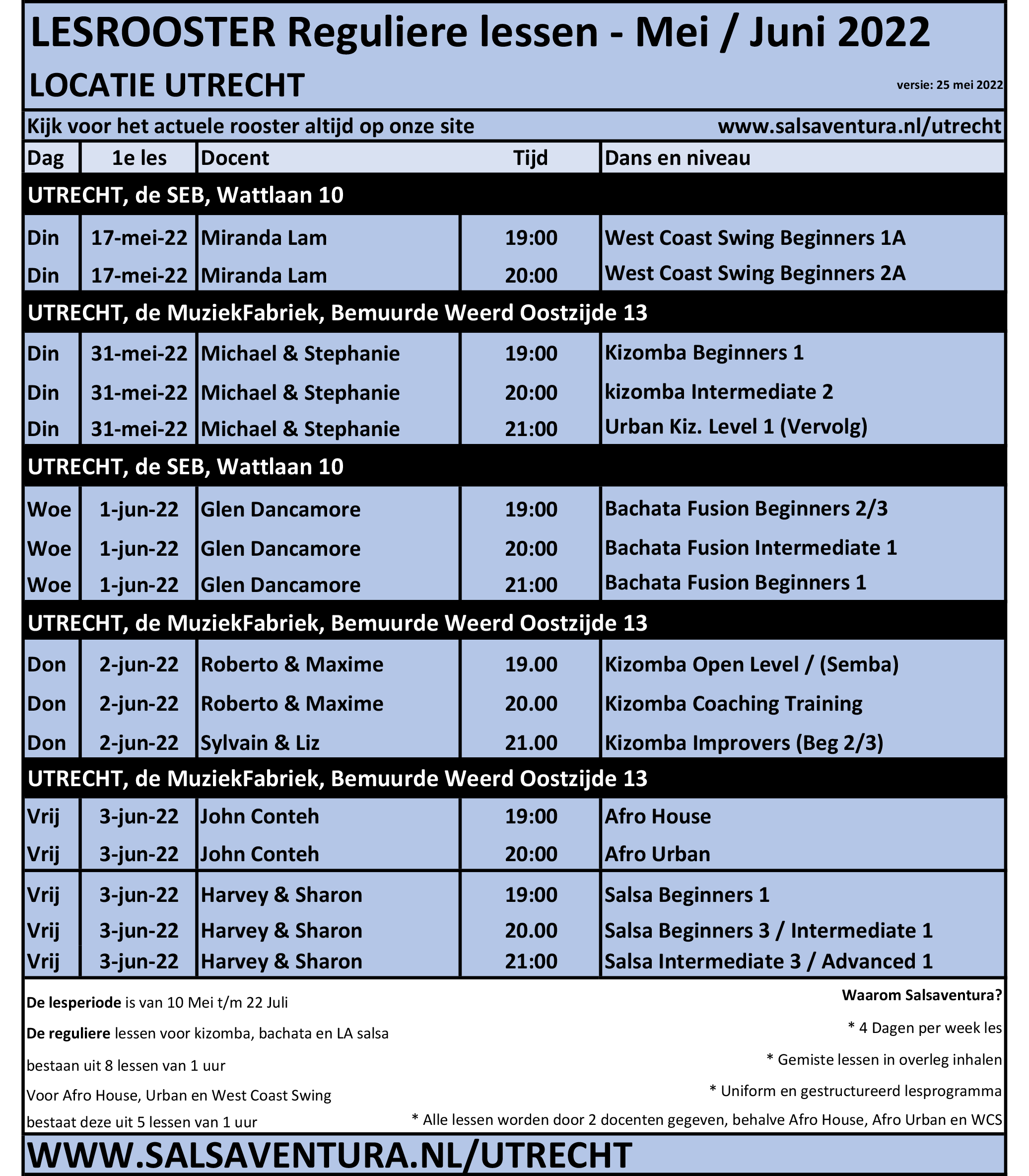 Reguliere lesrooster-25-5-2022
