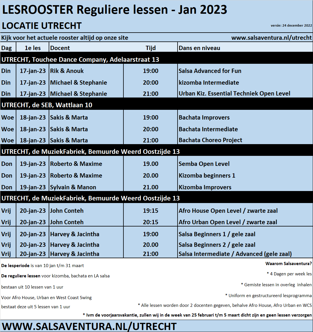 Reguliere Lesrooster-24-12-2022