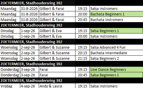 Proefles salsa bachata zoetermeer